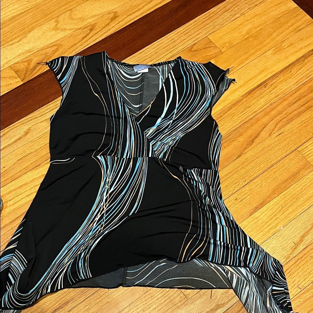Poetry Black and Blue Swirl Top